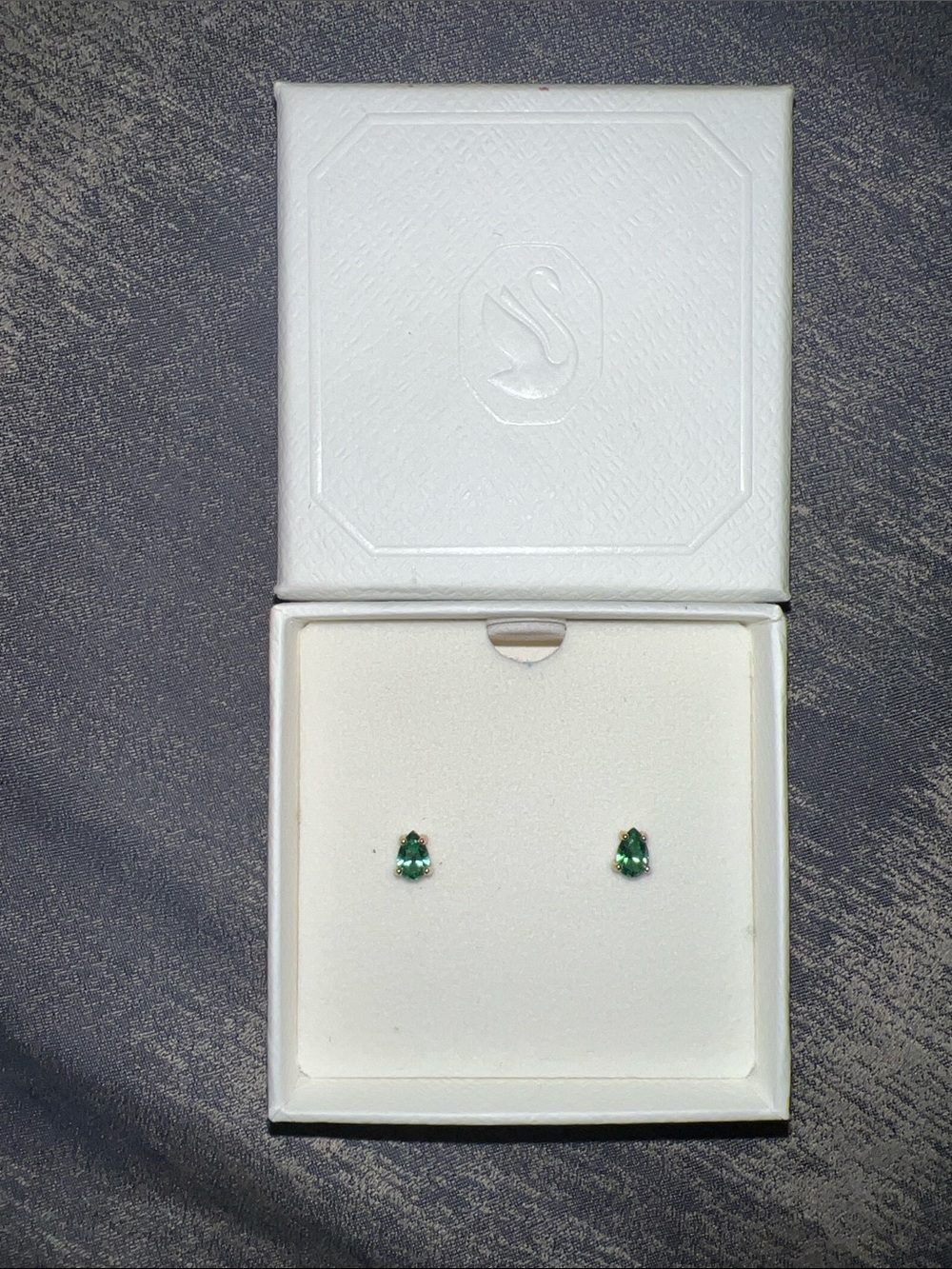 Swarovski Green Teardrop Stud Earrings